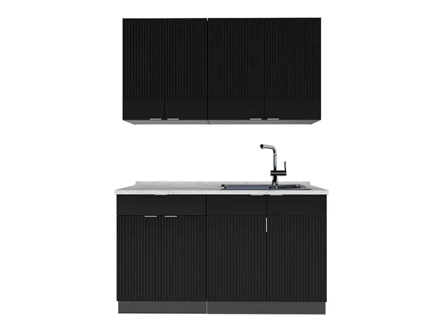 Cocina para solteros rayas negras/antracita 140x60x81.6 fame-line
