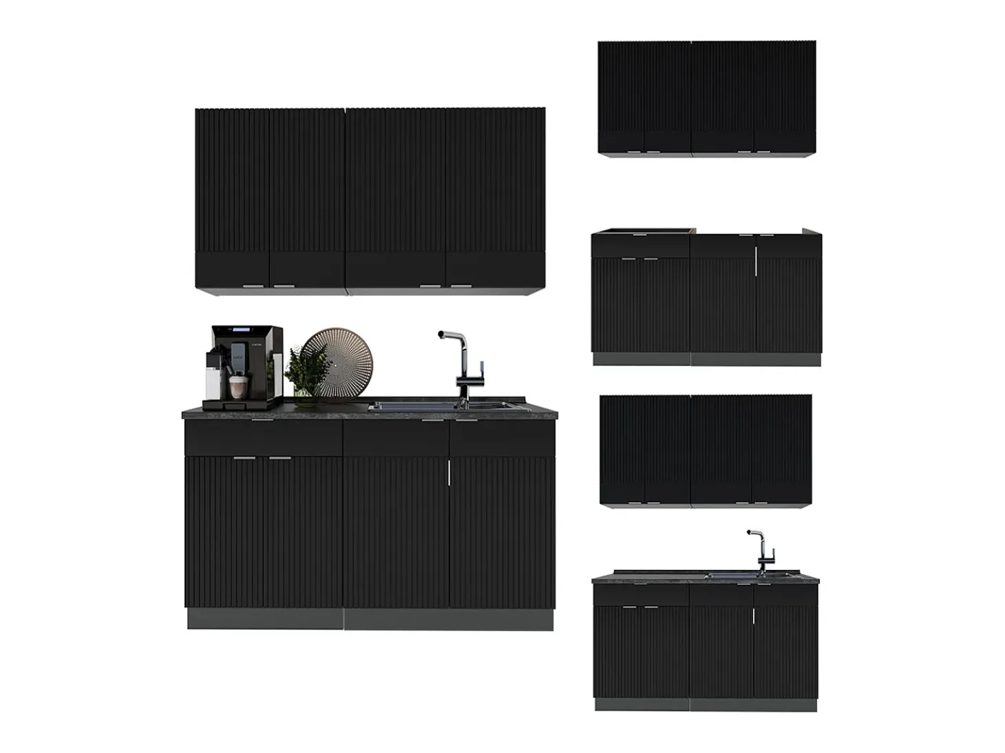 Cocina para solteros rayas negras/antracita 140x60x81.6 fame-line