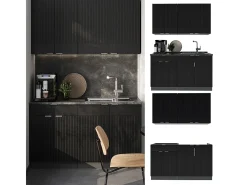 Cocina para solteros rayas negras/antracita 140x60x81.6 fame-line