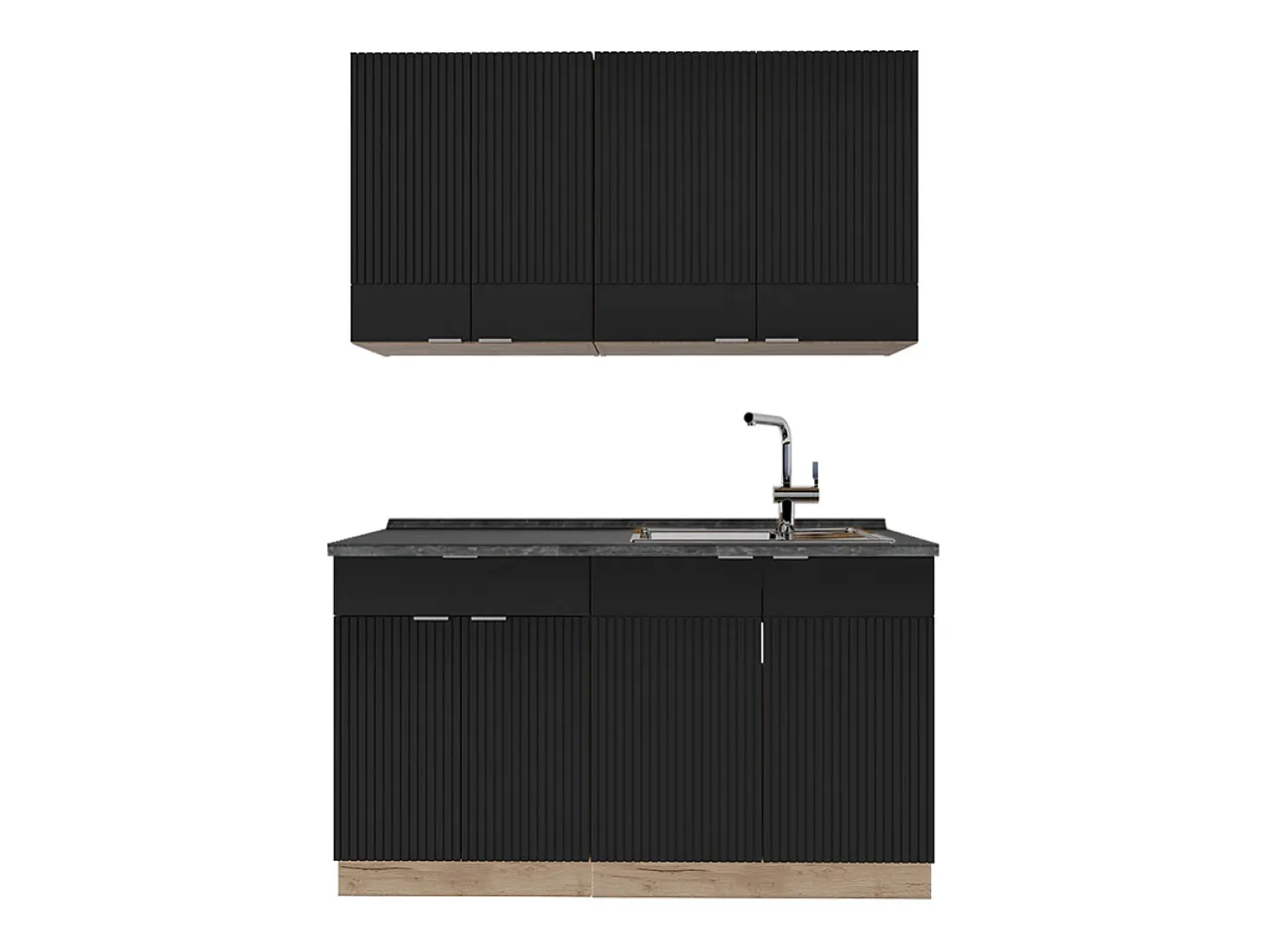 Cocina para solteros rayas negras/roble dorado 140x60x81.6 fame-line