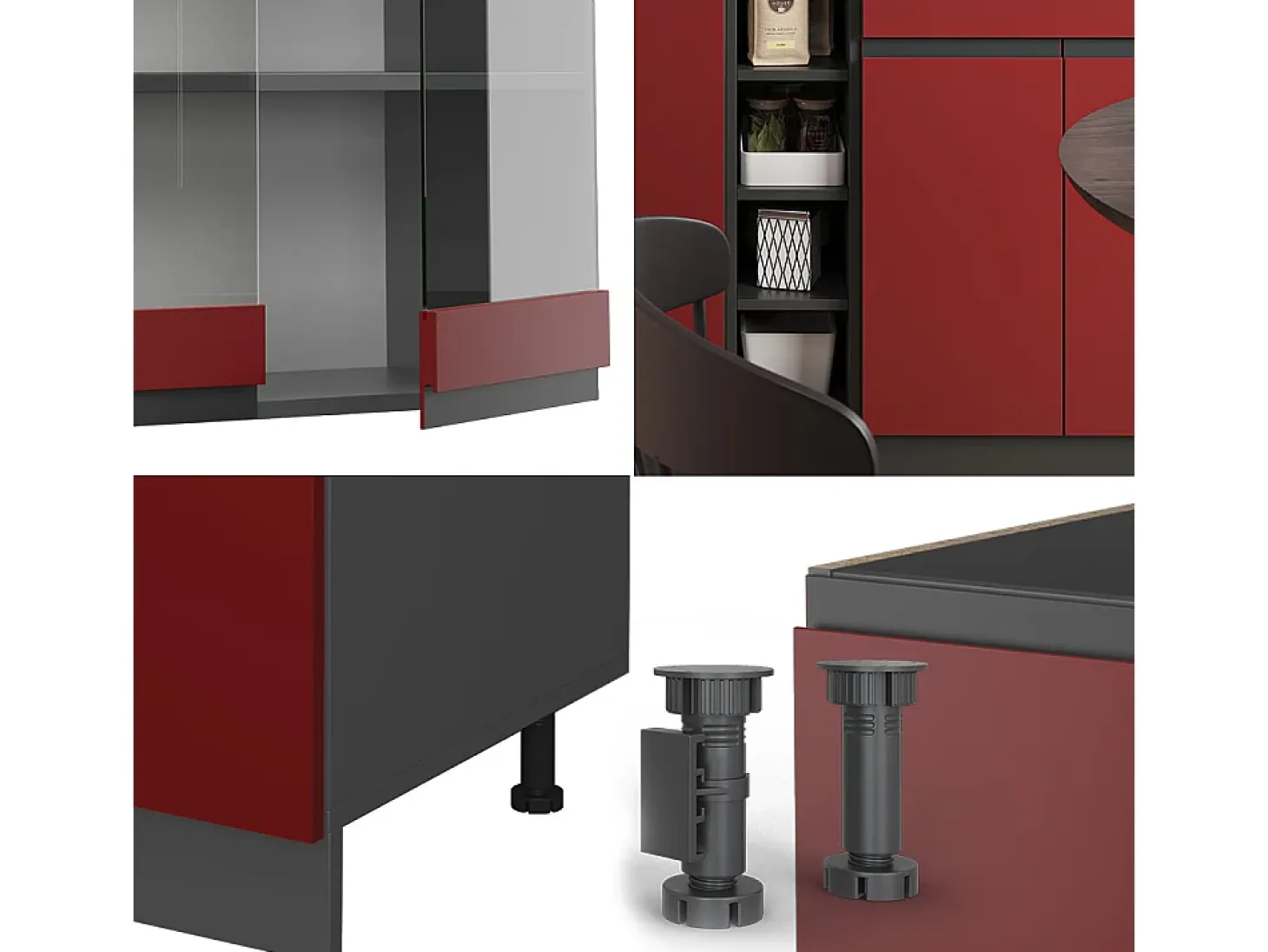 Cocina para solteros rojo/antracita 160x46x81.6 r-line