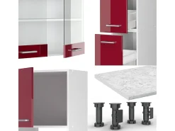 Cocina rojo brillo intenso/blanco 350x60x81.6 r-line
