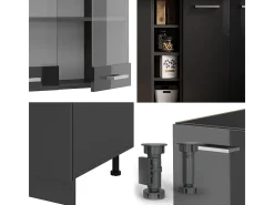 Cocina versátil antracita brillo intenso/antracita 160x60x81.6 r-line