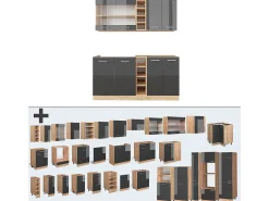 Cocina versátil antracita brillo intenso/roble dorado eléctrico 160x60x81.6 r-line