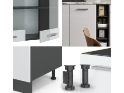 Cocina versátil blanco brillo/antracita 160x60x81.6 r-line