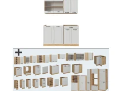 Cocina versátil casa de campo blanca/roble dorado 140x60x81.6 r-line