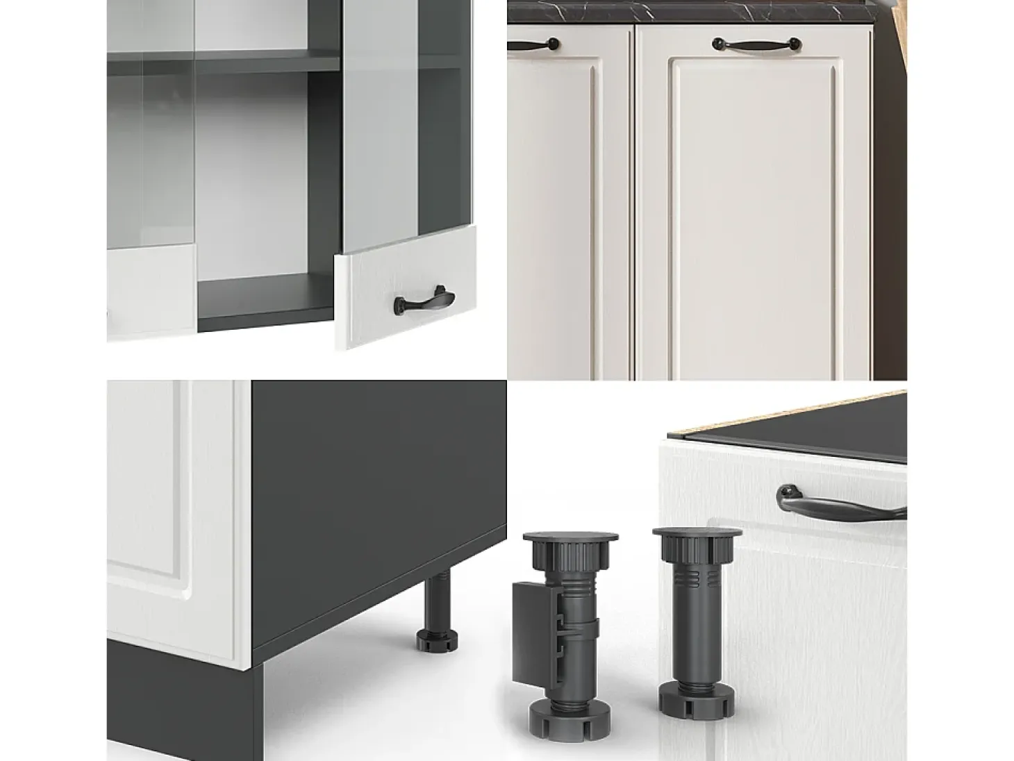 Cocina versátil casa de campo blanca/antracita 140x60x81.6 r-line