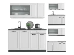 Cocina versátil casa de campo blanca/antracita 140x60x81.6 r-line