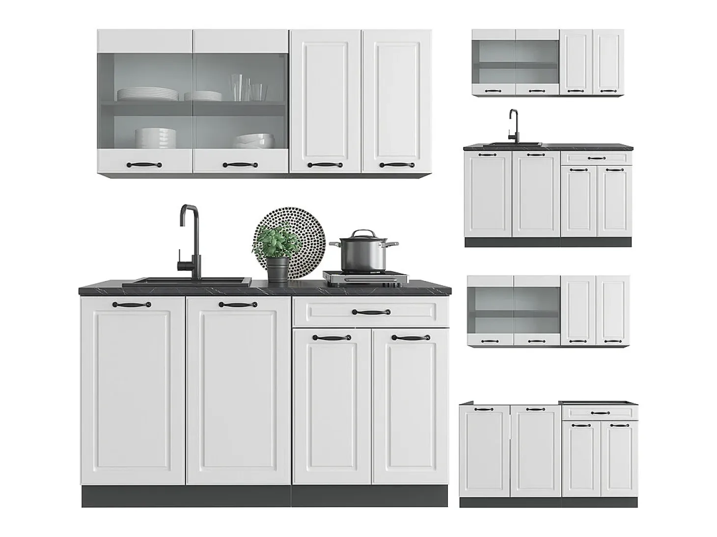 Cocina versátil casa de campo blanca/antracita 140x60x81.6 r-line