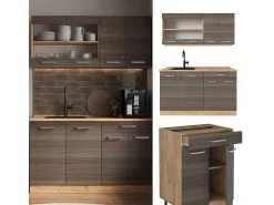 Cocina versátil gris noble/roble dorado 140x60x81.6 r-line