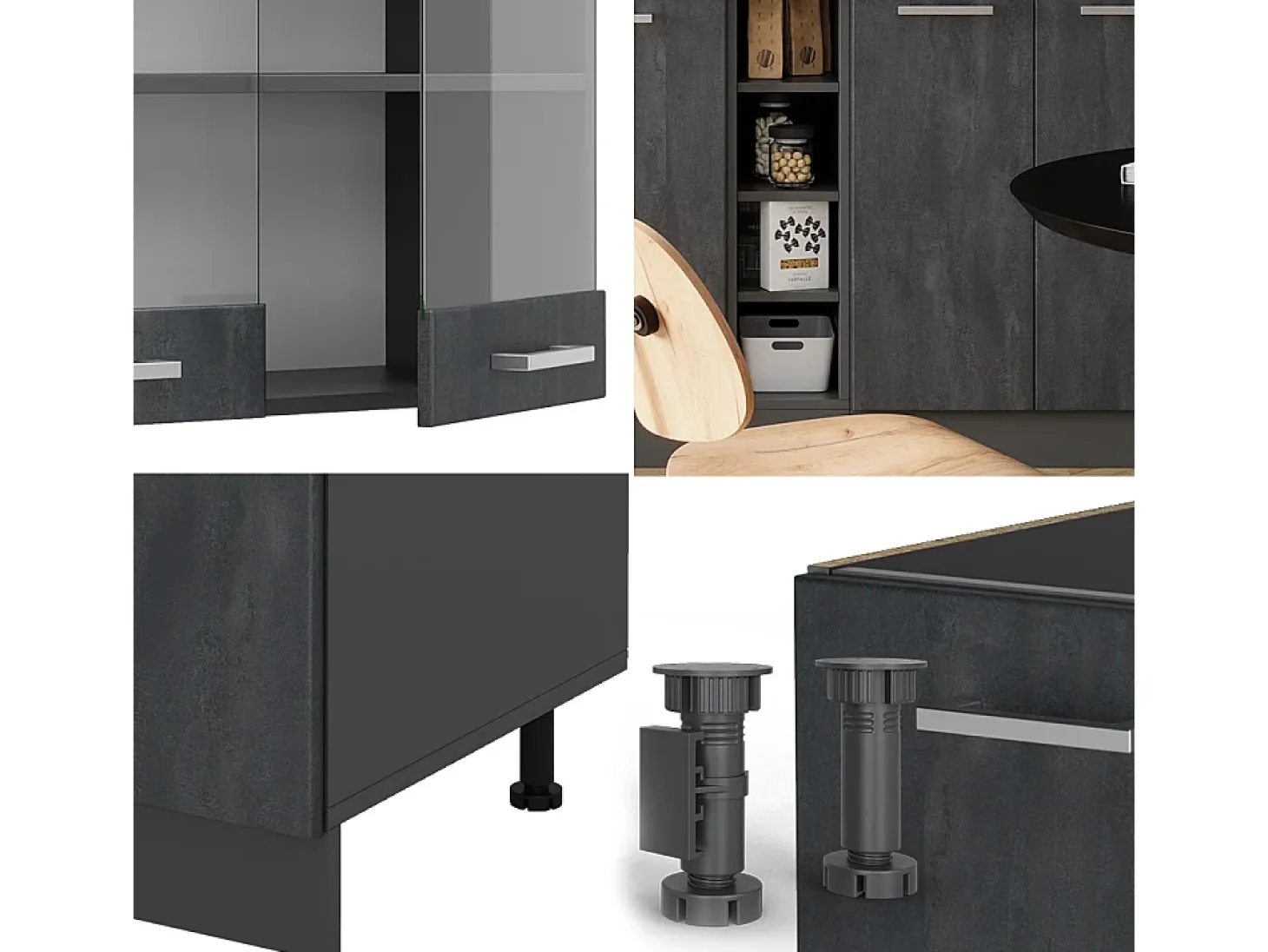 Cocina versátil hormigón negro/antracita 160x46x81.6 r-line