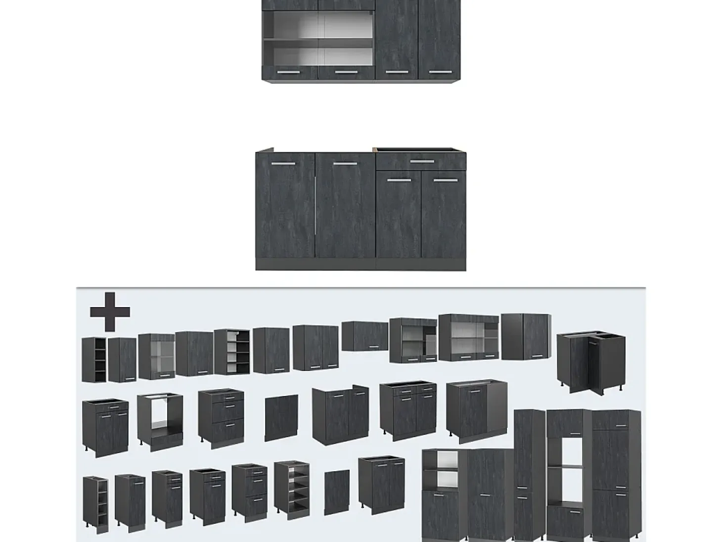 Cocina versátil hormigón negro/antracita 140x60x81.6 r-line