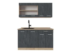 Cocina versátil hormigón negro/roble dorado 140x46x81.6 r-line