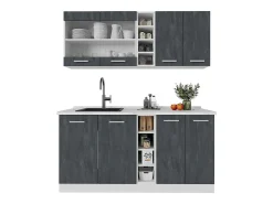 Cocina versátil hormigón negro/blanco 160x60x81.6 r-line