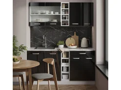 Cocina versátil negro brillo/blanco 160x60x81.6 r-line