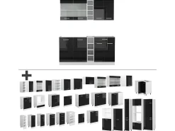 Cocina versátil negro brillo/blanco 160x60x81.6 r-line