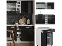 Cocina versátil negro brillo/blanco 160x60x81.6 r-line