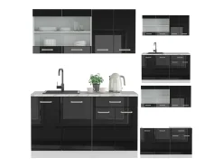 Cocina versátil negro brillo/blanco 140x60x81.6 r-line