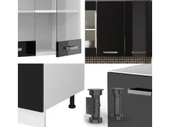 Cocina versátil negro brillo/blanco 140x60x81.6 r-line