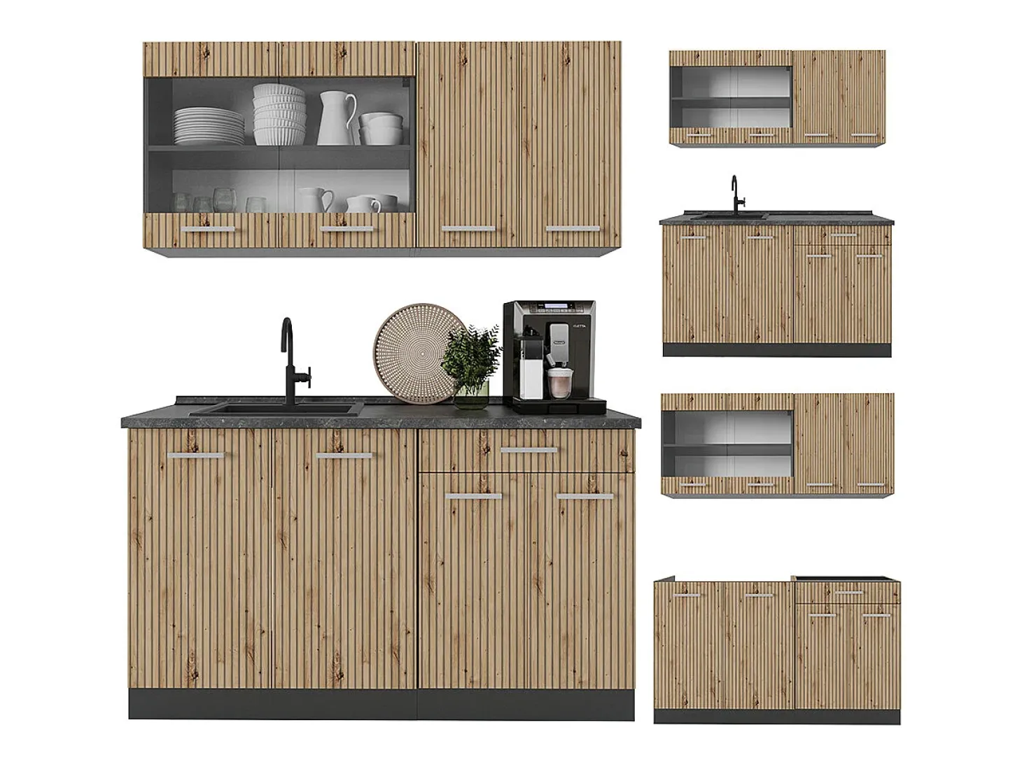 Cocina versátil roble artesanal/antracita 140x60x81.6 r-line