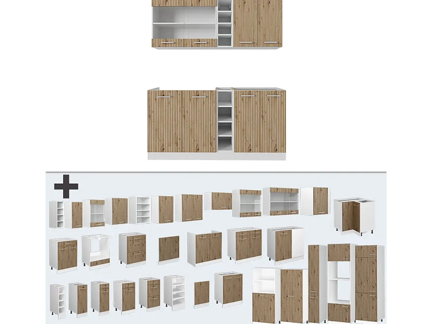 Cocina versátil roble artesanal/blanco 160x60x81.6 r-line