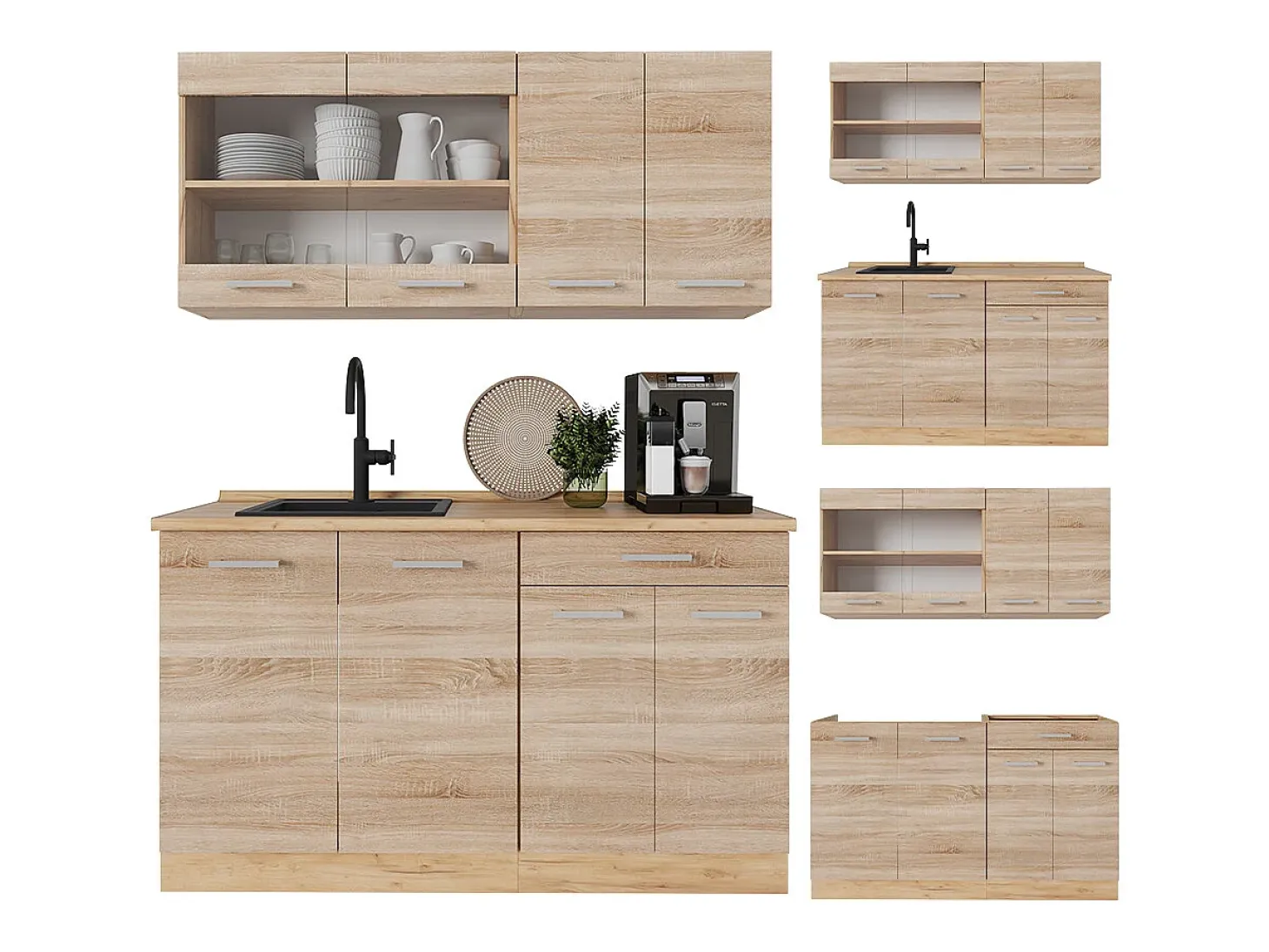 Cocina versátil roble sonoma/goldkraft 140x60x81.6 r-line