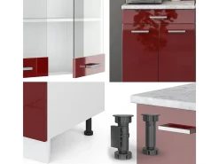 Cocina versátil rojo brillo intenso/blanco 140x46x81.6 r-line