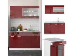 Cocina versátil rojo brillo intenso/blanco 140x46x81.6 r-line