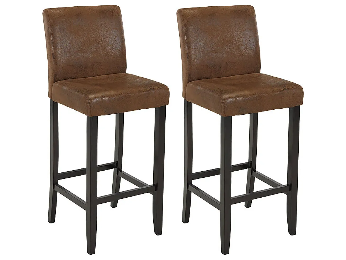 Conjunto 2 taburetes bar SANTOS - Aspecto piel envejecida
