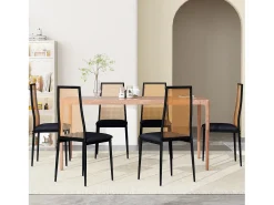 Conjunto de 2 piezas, silla de ratán, silla de comedor con respaldo alto, efecto ratán PE, color negro