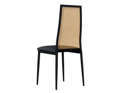 Conjunto de 2 piezas, silla de ratán, silla de comedor con respaldo alto, efecto ratán PE, color negro