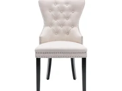 Conjunto de 2 sillas - tela y patas de madera maciza - beige