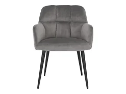 Conjunto de 6 sillas acolchadas Con reposabrazos - Terciopelo y metal negro. Gris. PEGA