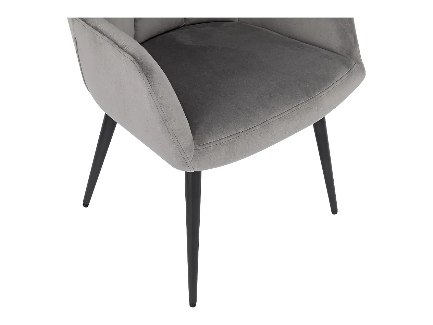 Conjunto de 6 sillas acolchadas Con reposabrazos - Terciopelo y metal negro. Gris. PEGA