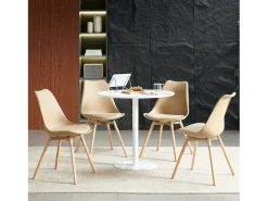 Conjunto de 4 sillas acolchadas de madera maciza para comedor, salón, dormitorio - Kaki