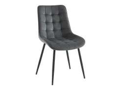 Conjunto de 2 sillas acolchadas - Terciopelo y metal negro - Gris - OLLUA