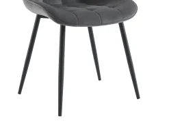 Conjunto de 2 sillas acolchadas - Terciopelo y metal negro - Gris - OLLUA