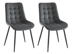Conjunto de 2 sillas acolchadas - Terciopelo y metal negro - Gris - OLLUA