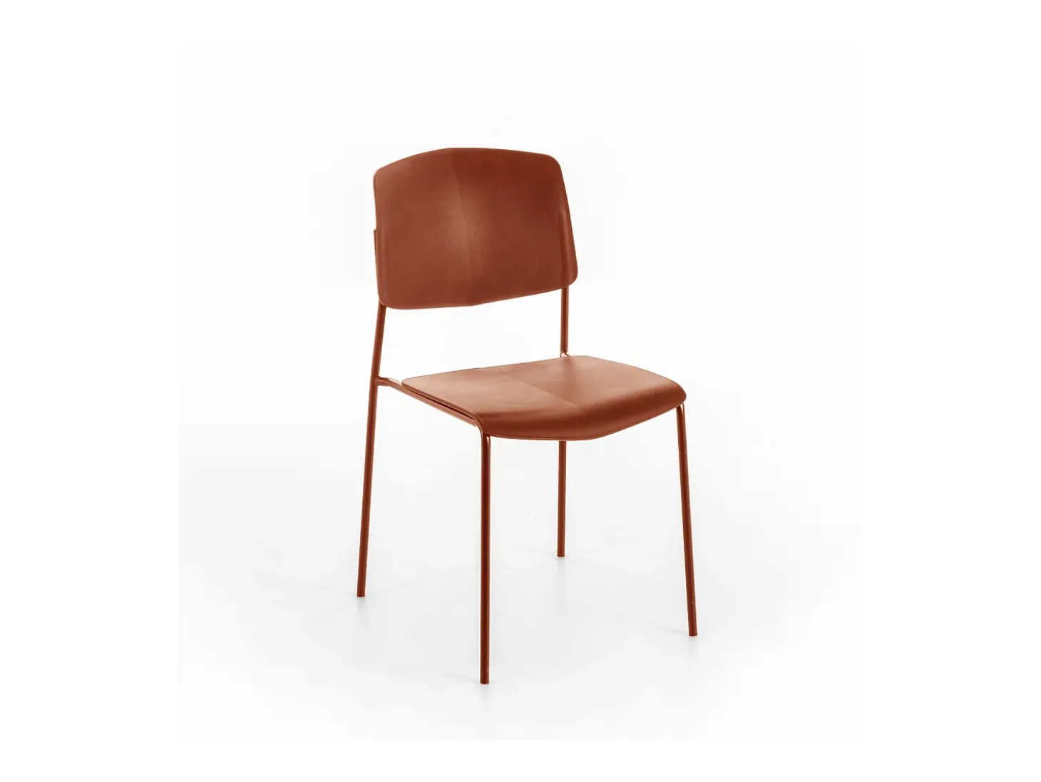 Conjunto de 4 sillas apilables modernas "Giada" de polipropileno color óxido con patas de metal pintado