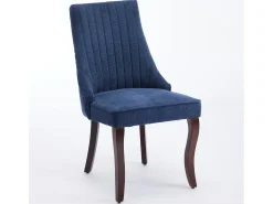 Conjunto de 2 sillas azules con patas de madera curvadas y respaldo alto.