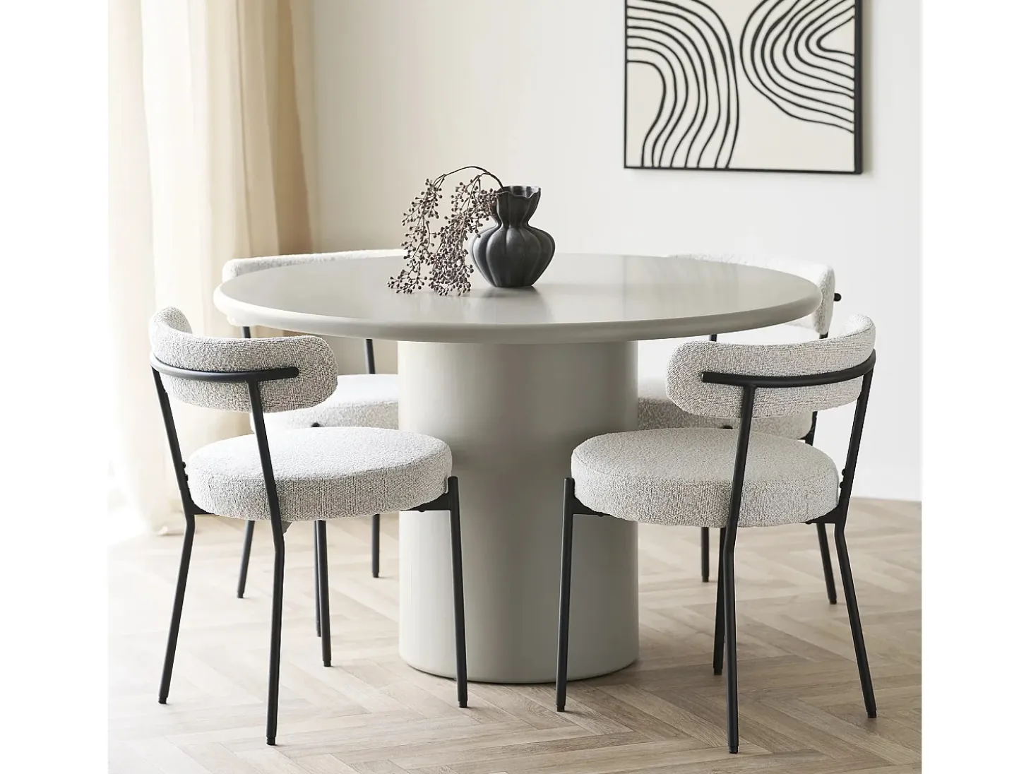 Conjunto de 2 sillas BADALONA de rizo y metal-Color Blanco