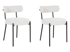 Conjunto de 2 sillas BADALONA de rizo y metal-Color Blanco