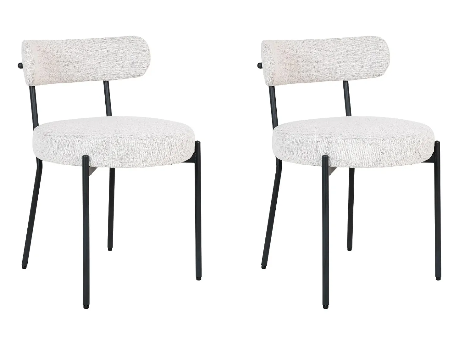 Conjunto de 2 sillas BADALONA de rizo y metal-Color Blanco