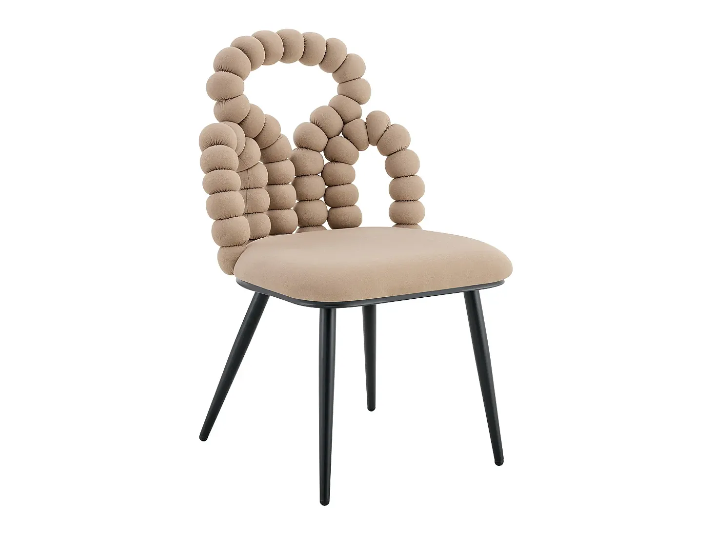 Conjunto de 2 sillas con patas de metal negro - Terciopelo camel