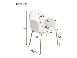 Conjunto de 4 sillas con patas de metal dorado - Tela Teddy Beige