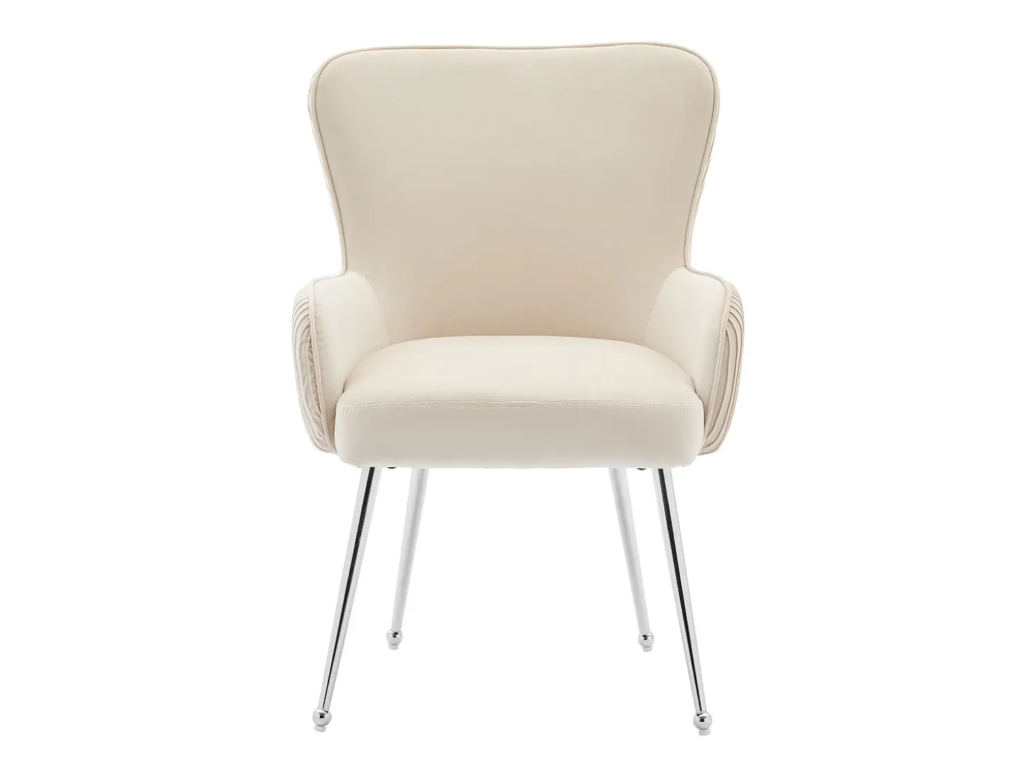 Conjunto de 4 sillas con patas de metal plateado - Terciopelo beige
