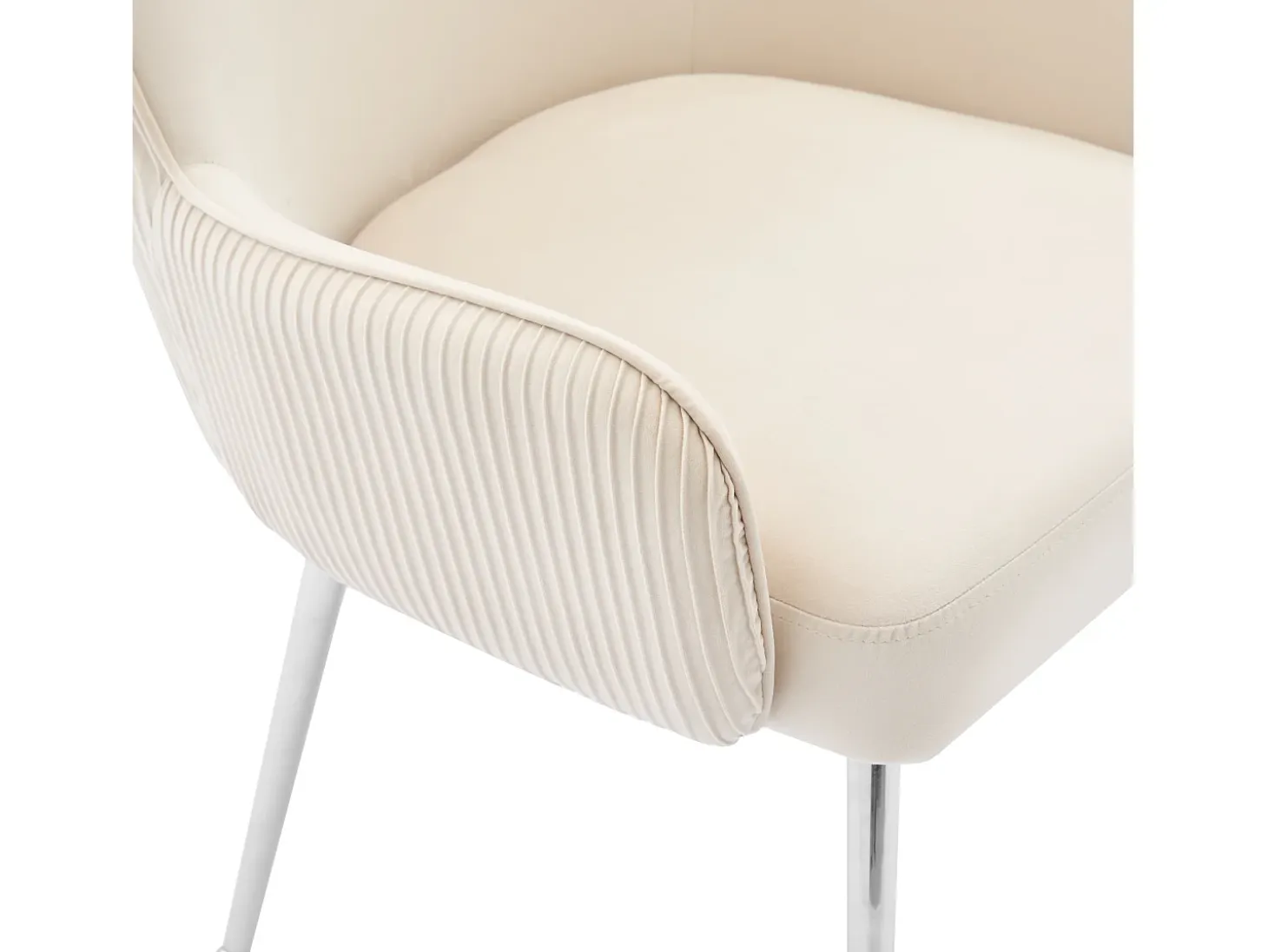 Conjunto de 4 sillas con patas de metal plateado - Terciopelo beige