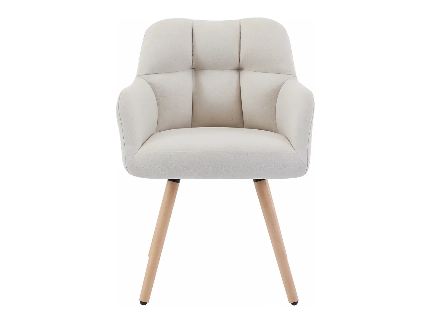 Conjunto de 6 sillas con reposabrazos - Tela y madera de haya - Beige - PEGA