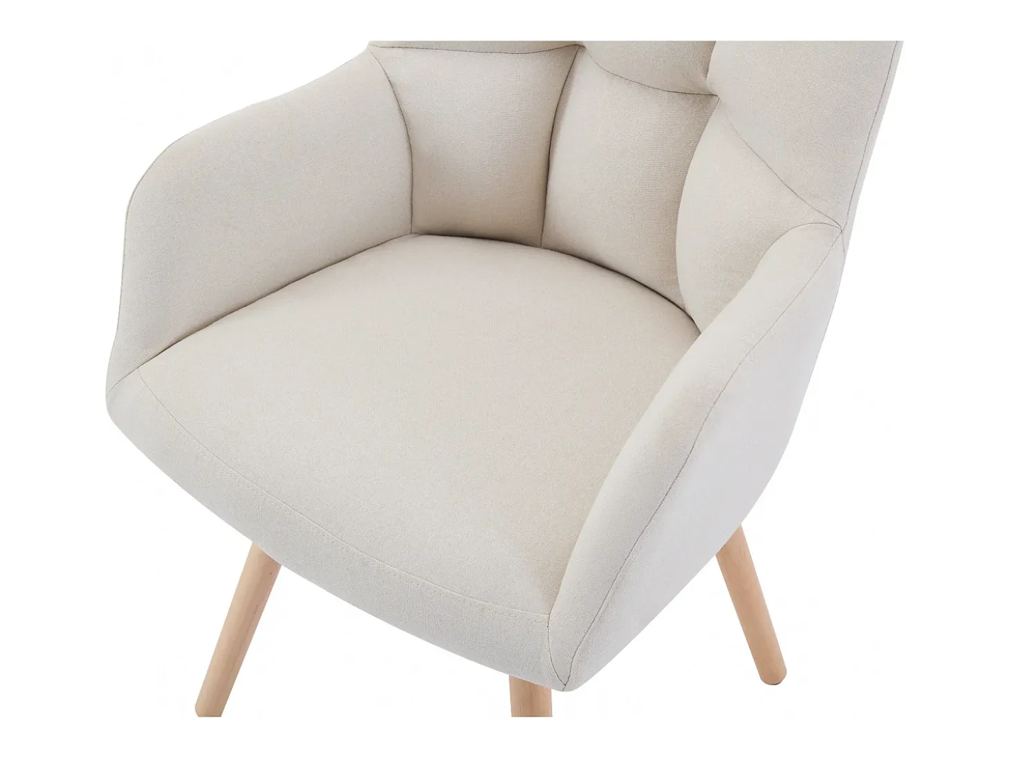 Conjunto de 6 sillas con reposabrazos - Tela y madera de haya - Beige - PEGA