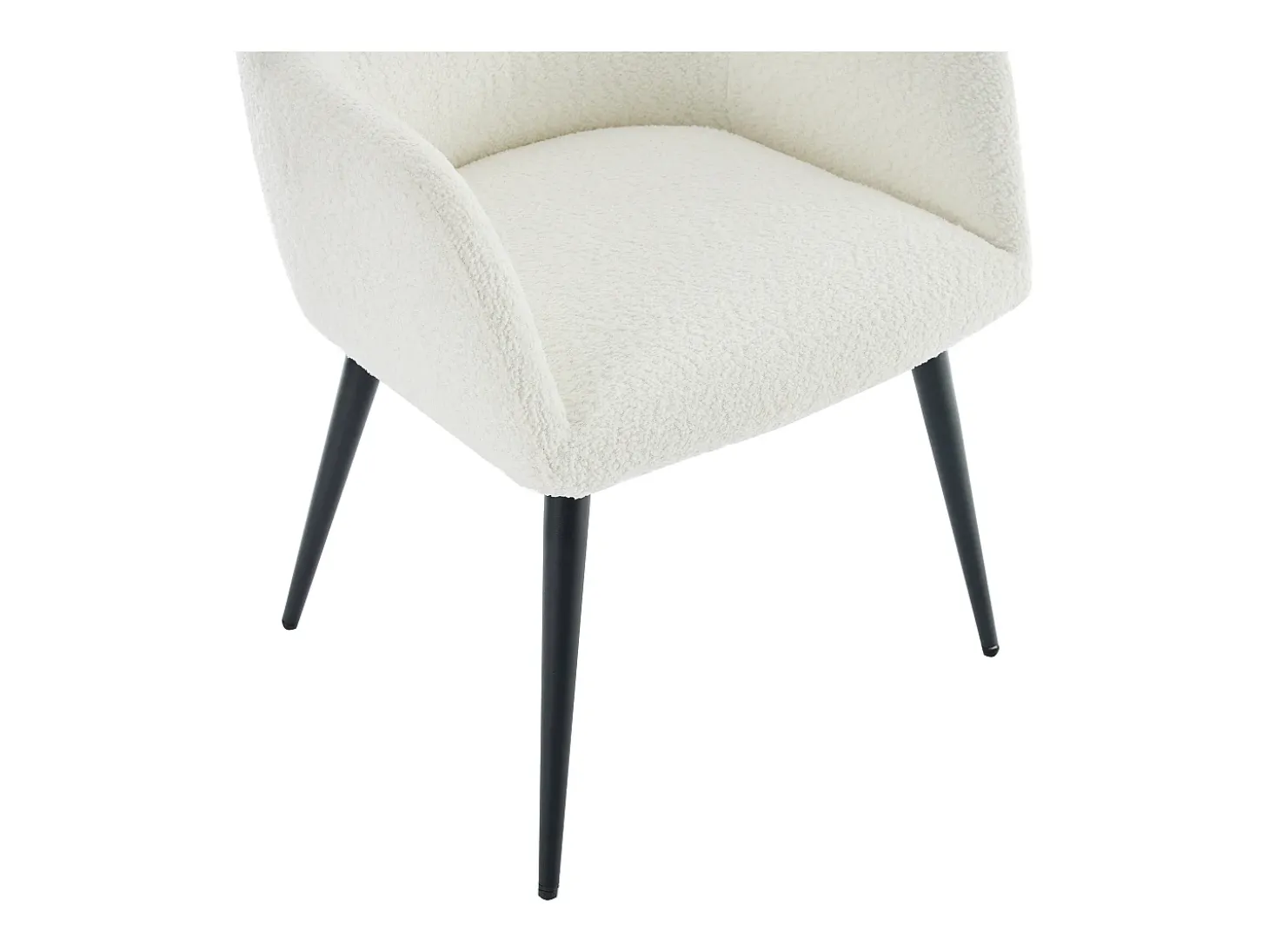 Conjunto de 6 sillas con reposabrazos de tejido bouclé y metal negro - Blanco - HEKA